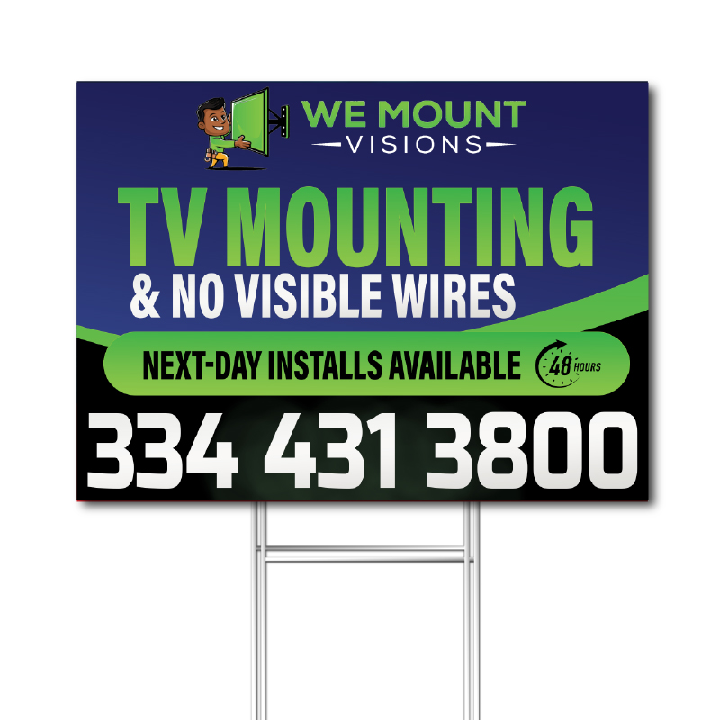 Custom Yard Sign Design for TV Mounting Services