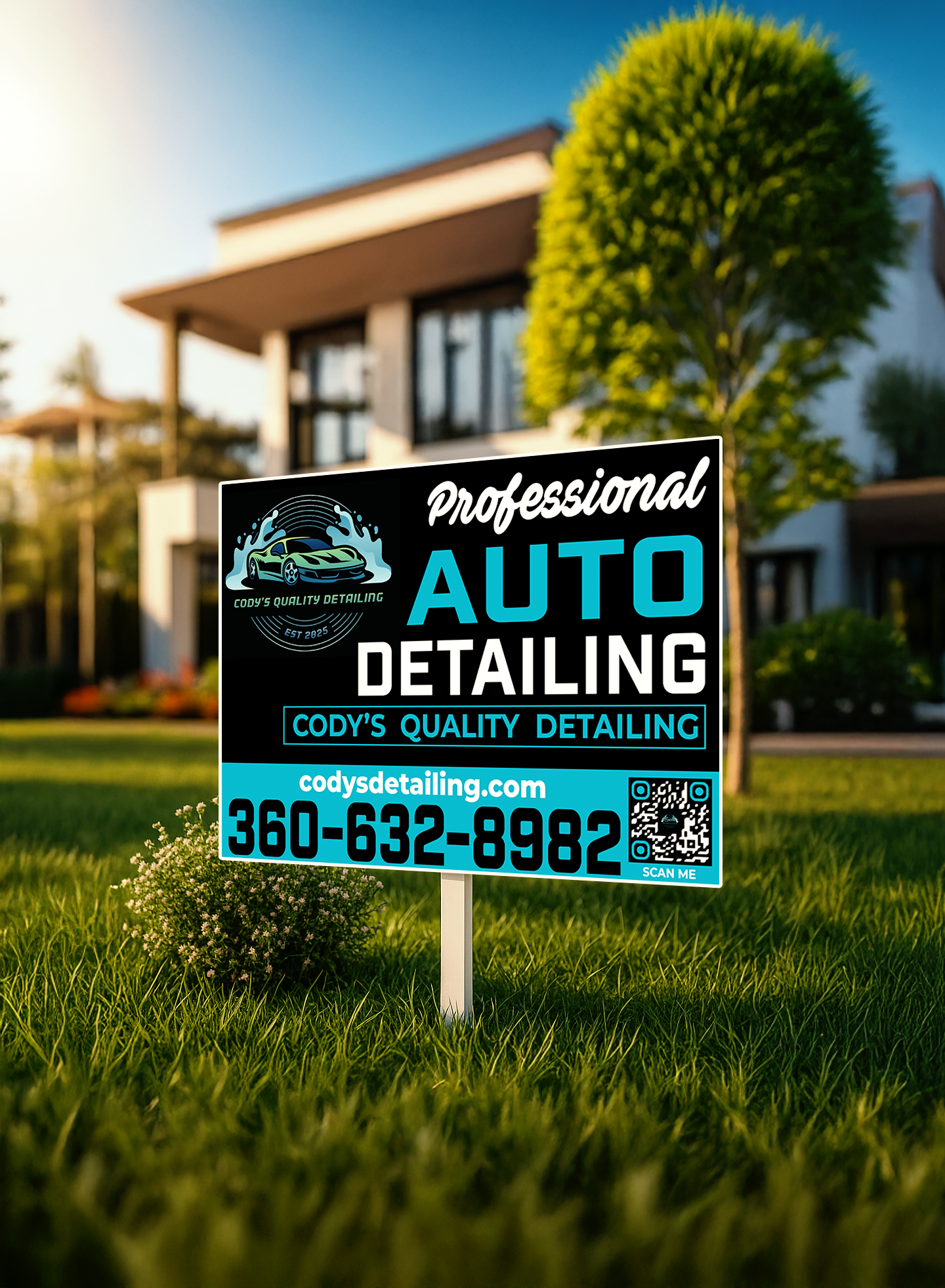 Custom Yard Sign Design for Auto Detailing Business | Signage Xprt